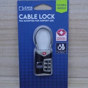 Lewis N Clark TSA Approved Cable Lock Flexible Shackle 3 Dial Combination‎
